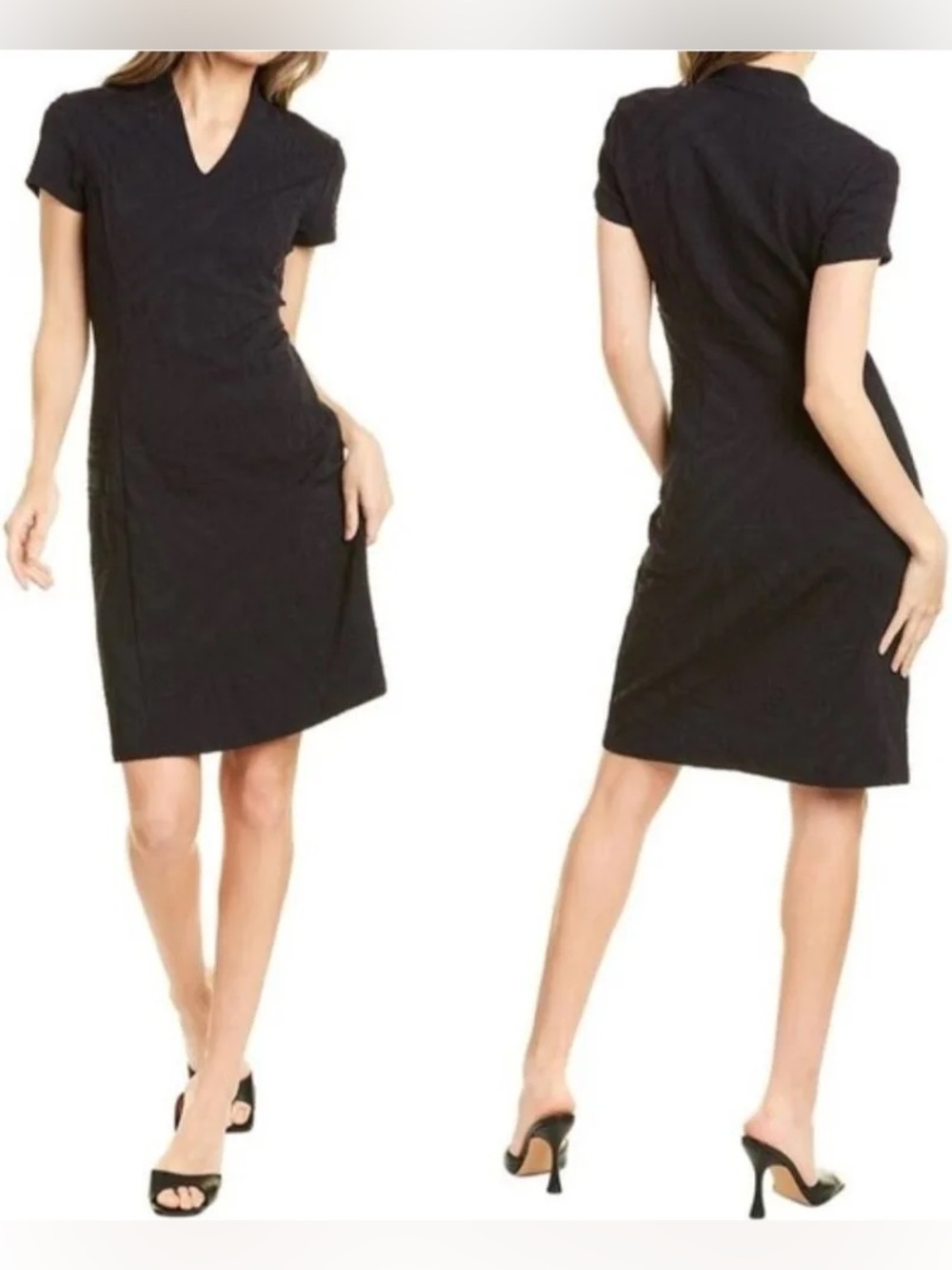 J. McLaughlin Ivana Dress Black Short-Sleeve V-Neck Dress XS